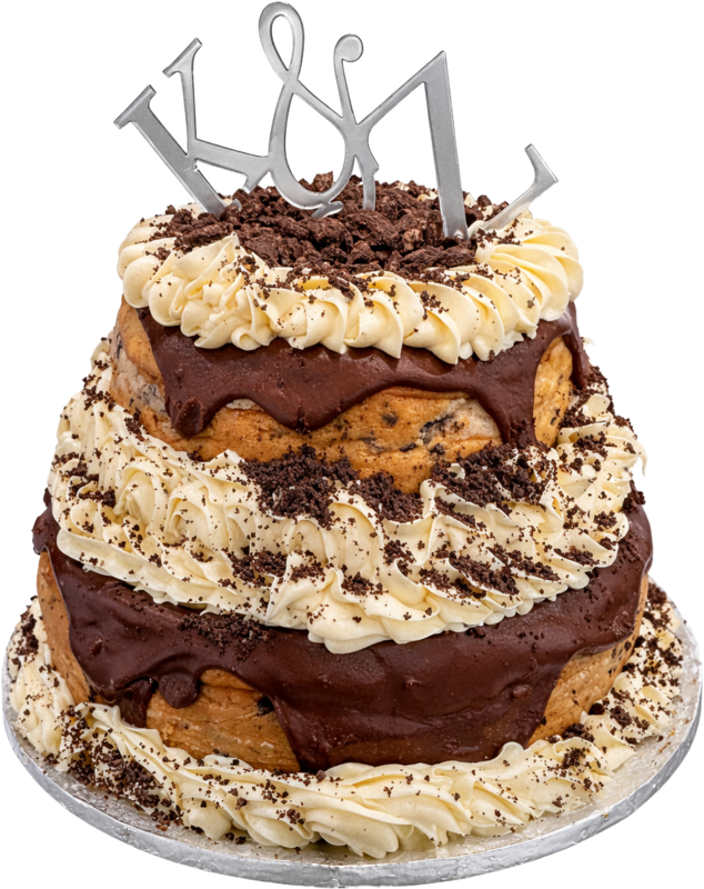Two-tier celebration cheesecake by Linda's Specialty Cheesecakes.